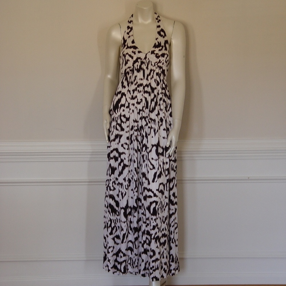 DvF FRANZ WHITE/CHOCOLATE LONG GOWN - US 2